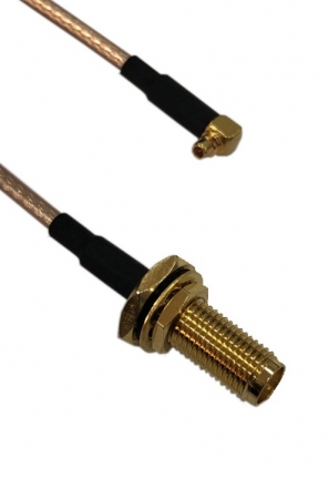 RF Cable Assembly, RA MMCX M RG-316 120mm with SMA F Bulkhead Straight