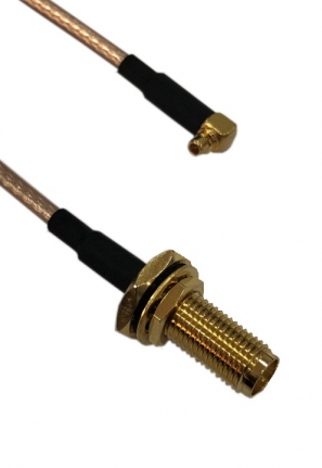 RF Cable Assembly, RA MMCX M RG-316 200mm with SMA F Bulkhead Straight